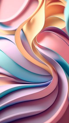 an abstract background with wavy lines and colors in pastel pink, blue, yellow and green