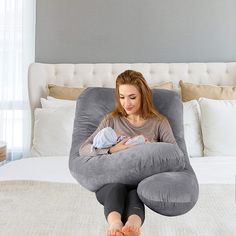 🍃Omnibearing: The pregnancy pillow design replaces need for multiple bed pillows, helping support your back, hips, knees, neck and head. Effectively offers improved blood circulation all night long and releases your body pressure. 🍃Multipurpose: You can adjust the shape of maternity pillow and poly fill material to adapt to your belly and back when you want to sleep, read, nurse, or watch TV. Great for the whole family to enjoy. 🍃Super Soft Fabric: 100 % polyester (velvet) outer cover, 100% b Maternity Pillow, Bed Wedge Pillow, Bed Wedge, Side Sleeping, Pregnancy Must Haves, Wedge Pillow, Leg Rest, Pregnancy Pillow, Body Support