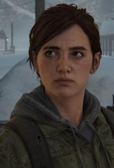 the last of us's character is looking into the camera