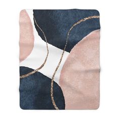 an abstract painting with pink, blue and white colors on a black background fleece blanket