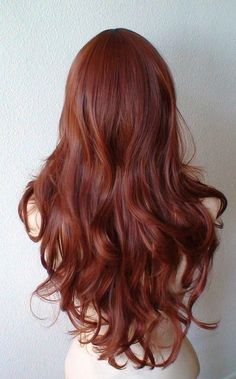 Face Bangs, Auburn Color, Side Bangs Hairstyles, Long Curly Wig, Red Wigs