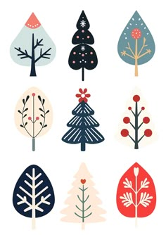 an image of christmas trees in different colors