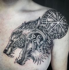 tattoo ideas tattoo small tattoo chest tattoo fem chest tattoo female chest tattoos female hand tatt Small Tattoo Chest, Tattoo Female Chest, Chest Tattoos Female, Celtic Sleeve Tattoos, Viking Tattoos For Men, Viking Rune Tattoo, Norse Wolf, Fenrir Tattoo, Celtic Dragon Tattoos