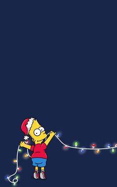 the simpsons character is holding on to a string of christmas lights