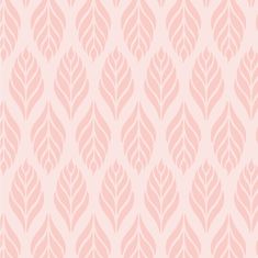 a pink and white wallpaper pattern with leaves on the bottom half of each leaf