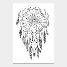 Detailed mystic dreamcatcher with feathers, antlers and skull -- Choose from our vast selection of art prints and posters to match with your desired size to make the perfect print or poster. Pick your favorite: Movies, TV Shows, Art, and so much more! Available in mini, small, medium, large, and extra-large depending on the design. For men, women, and children. Perfect for decoration. Feather Coloring Pages, Dreamcatcher Patterns, Mandala Dream Catcher, Boho Dreamcatcher, Easy Doodle, 3 Tattoo, Dream Catcher Boho, Easy Doodle Art, Sticker Ideas