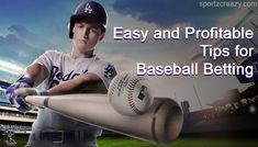 a baseball player holding a bat with the words easy and portable tips for baseball betting