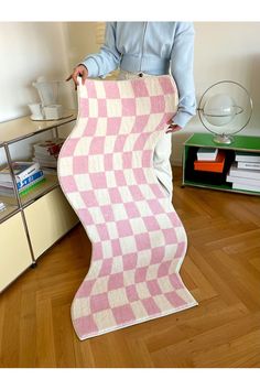 Irregular Checkerboard Pattern Rug Pastel Aesthetic Room, Danish Pastel Aesthetic, Bedside Rug, Checkered Rug, Bedroom Area Rug, Fluffy Rug, Plush Rug, Checkerboard Pattern, Pastel Rugs