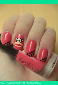 Paul Frank Julius Monkey Nails Polka Dot Nails, Paul Frank, Dots Nails, A Monkey, Sock Monkey, Nail Art Inspiration