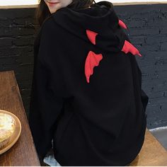 Harajuku Yami Kawaii Fashion Devil Horns Wings Black Hoodie SIZE INFO S - Bust 106cm/41.7", Length 67cm/26.3" M - Bust 110cm/43.3", Length 69cm/27.1" L - Bust 114cm/44.8", Length 71cm/27.9" XL - Bust 118cm/46.4", Length 73cm/28.7" 2XL - Bust 122cm/48", Length 75cm/29.5" NOTE: DUE TO VERY HIGH DEMAND, PLEASE ALLOW 12-20 DAYS FOR DELIVERY TO THE US, AND 20-45 DAYS TO THE REST OF THE WORLD. Women Demon, Hoodies Girl, Yami Kawaii Fashion, Fly Wings, Devil Horns, Egirl Outfits, Gothic Clothes, Womens Sweatshirts Hoods, Y2k Aesthetic Outfits