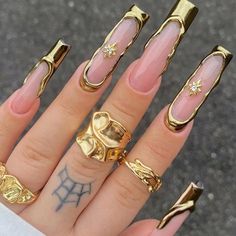 Super Cute And Stylish Ships In 5-10 Business Days Tokyo Nails, Gold Chrome Nails, Pink Chrome Nails, Love Pattern, Nail Remover, Style Français, Nails French, Nail Forms, Nail Length