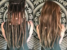 Hair With Some Dreads, Boho Partial Dreads, Few Dreadlocks In Hair, Few Dreads In Hair, Hair With A Few Dreads, Viking Leather Hair Wrap, Braid In Dreadlocks, Half Head Of Dreads, Dreads Half Up Half Down