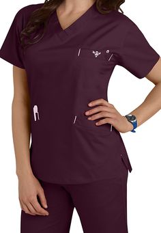 Med Couture EZ Flex classic v-neck scrub top. Main Image Nurse Gear, Scrubs Uniform, Scrub Life, Nurse Uniform