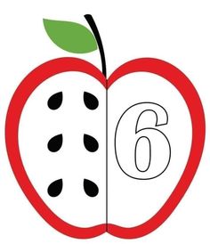 an apple with the number six inside it