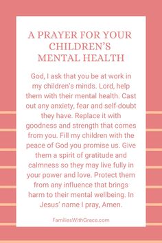 a prayer for your children's mental health