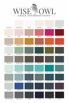 the color chart for wise owl chalk paint