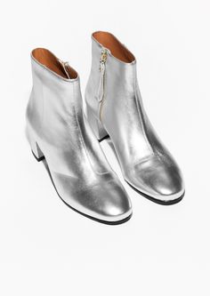 Silver Ankle Boots in Silver (& Other Stories) Silver Ankle Boots, Silver Boots, Boot Fashion, Cool Kicks, Boots Are Made For Walking, Shoes Teen, Prom Shoes, Silver Shoes, If The Shoe Fits