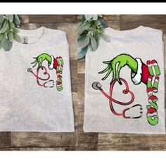 Cute Design ! Custom Made And Will Ship Within A Few Days! On Gildan Unisex Short Sleeve Check Out My Page For More Designs Grinch Monogram Shirt, Grinch Nurse Shirt, Nursing Christmas Shirts, Grinch Shirt Ideas, Grinch Christmas Shirts, Grinch Tshirt, Cute Grinch, Grinch Shirts, Lyric Shirts