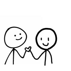 two stick figures holding hands with one another