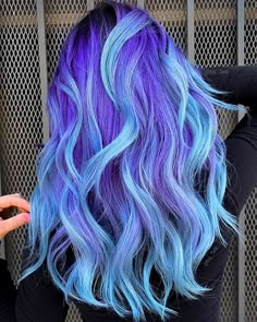 Bright Summer Hair Color, 2024 Haircolors, Mermaid Hair Color Peekaboo, Blue And Purple Hair, Periwinkle Hair, Exotic Hair Color, Multicolor Hair