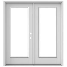 a white double door with glass panels