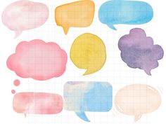 watercolor speech bubbles with grid background