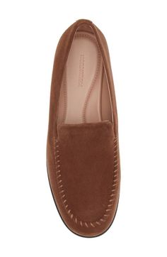 Find NORDSTROM Kensington Loafer on Editorialist. Whipstitching traces the moc toe of this leather loafer that's both effortless and refined. Leather upper/synthetic lining/rubber sole Imported Luxury Semi-formal Tassel Loafers With Moc Toe, Luxury Cognac Slip-on Loafers, Luxury Semi-formal Moc Toe Tassel Loafers, Luxury Brown Slip-on Loafers, Luxury Brown Slip-on Tassel Loafers, Canvas Shoe, Suede Loafers, Leather Loafers, Canvas Shoes