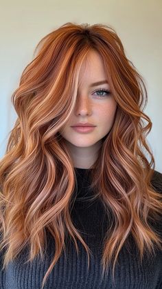 Elevate your copper hair with vibrant strawberry blonde highlights for a stunning, multi-dimensional look! This combination creates a warm and radiant effect that’s perfect for any season. Click the pin and follow us for more hair inspiration! #CopperHair #StrawberryBlonde #HairHighlights #HairInspo #Hairstyles Beige Red Hair Color, Copper Red And Blonde Highlights, Hair Color Ideas For Copper Colored Hair, Golden Blonde With Red Highlights, Copper Red Hair Color With Blonde Highlights, Ginger Hair Color Highlights, Strawberry Color Hair, Light Copper Balayage Strawberry Blonde, Red Orange Blonde Hair