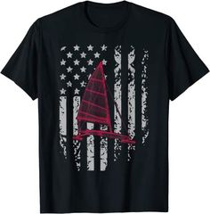 Ice Sailing Captain American Flag Patriotic T-Shirt Sailing Around The World, Sailing Gifts, Boat Drawing