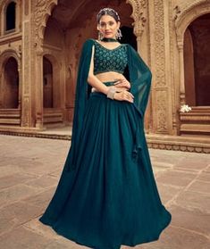 A Line Lehenga Choli Teal Lehenga, Sequins Lehenga, Indian Lengha, Lehenga Choli Latest, Reception Gowns, Bridesmaid Lehenga, Indian Lehenga Choli