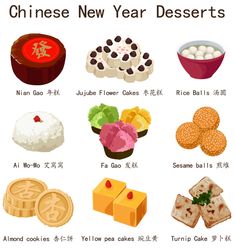 blog dedicated to Chinese New Years’ traditions and superstitions. Chinese Sweets Desserts, Traditional Chinese Sweets, Chinese Desserts Traditional, Culture Desserts, Chinese New Year Aesthetic, Nian Gao Recipe, Desserts Illustration, New Year Desserts, Chinese New Year Desserts