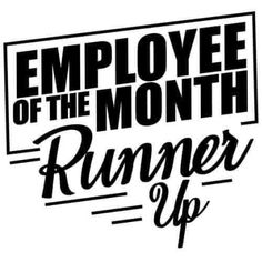 the employee of the month runner up logo is shown in black on a white background