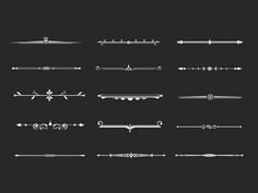 a set of different types of arrows and lines on a black background stock photo - budget conscious