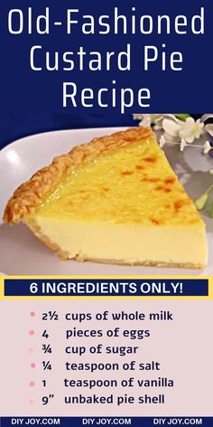 Easy Desserts -Old-Fashioned Custard Pie Recipe Mary Makes It Easy Classic Custard Fruit Tart, Easy Custard Tart, No Bake Custard Pie, Amish Custard Pie Recipe, Easy Egg Custard Pie Recipes, Crustless Egg Custard Pie Recipe, Egg Custard Recipe Easy, Easy Pie Recipes 4 Ingredients, Custard Recipes Desserts