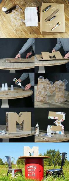 there are many different pictures that show how to make letters out of plywood and cardboard