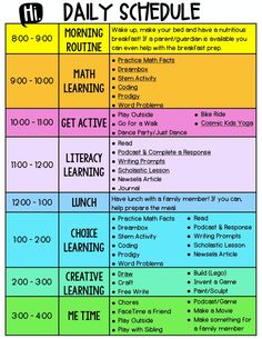 the daily schedule for students to learn how to use their own language and writing skills