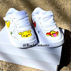 Made To Order. Handpainted Custom Air Force Ones. Custom Shoes Baby, Playful White Nike Sneakers, Customizable White Fun Sneakers, Customizable Fun White Sneakers, Playful White Customizable Sneakers, White Fun Custom Sneakers With Round Toe, Fun White Custom Sneakers With Round Toe, Custom Air Force 1, Air Force Ones