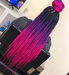 Purple Box Braids, Ombre Braids, Ombre Box Braids, Braiding Hair Colors, Colored Box Braids, Purple Braids, Ombre Braid, Individual Braids, Blonde Box Braids