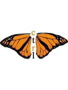 an orange butterfly with the word ctrl on it's back and two wings facing each other