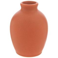 an orange vase is shown on a white background