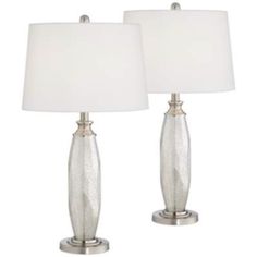 Mercury Glass Table Lamps Set of 2 - HER Home Design Boutique Led Bulb Design, Mercury Glass Lamp, Mercury Glass Table Lamp, Glass Table Lamps, Metal Accent Table, Modern Table Lamps, Bedside Night Stands, Nightstand Lamp, Contemporary Table Lamps