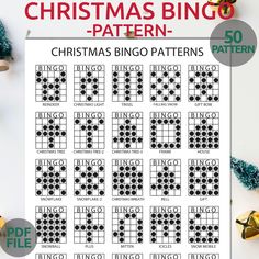 christmas bingo pattern with the numbers 1 - 50 on it