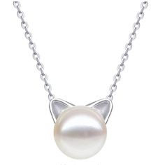 Material: Solid 925 Sterling Silver And Fresh Water Pearl, Nickle Free Features: Cute Cat Pendant, Cute But Also Elegant Best Choice For Daily Wear, Packaged In Elegant Presentation Box, Perfect For Giving Or Keeping, Come With A Pcs Of Silver Cloth, Protect Your Jewelry Bright As New. Dimension: Necklace 40 +5 Cm, Pearl 0.9 Cm In Diameter,Weight 2.3g Item # Mi1405 Cat Charm Necklace, Silver Cat Pendant, Cat Necklace Silver, Starburst Necklace, Murano Glass Necklaces, Gifts For Cat Lovers, Cat Lady Gift, Wooden Bead Necklaces, Sterling Silver Cat