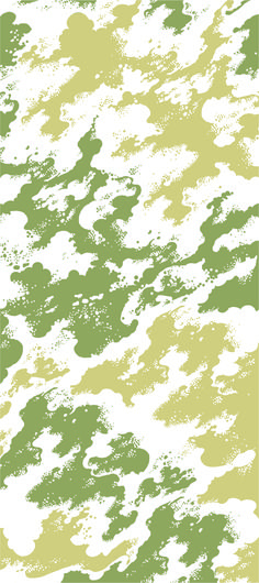 a green and white camouflage pattern with some clouds in the sky on top of it