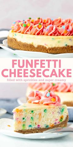 this funfetti cheesecake is filled with sprinkles and super creamy