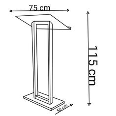 a drawing of a tall wooden stand with measurements