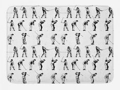 black and white drawing of people playing golf