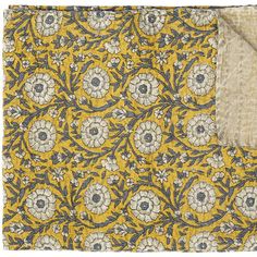 a yellow and blue floral print pocket square