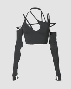 Details: Long-sleeve crop top with back straps design and sleeve cut-out detailsTop Length: CroppedSleeve Length: Long SleevesMaterials:95% Polyester + 5% Spandex Aesthetic Lovers, Ateez Concert, Concert Fit, Cutout Crop Top, Clothing Aesthetic, Cutout Top, Aesthetic Board, Trendy Summer Outfits, Cut Out Top