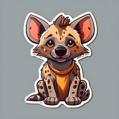 an animal sticker with the head of a hyena on it's chest